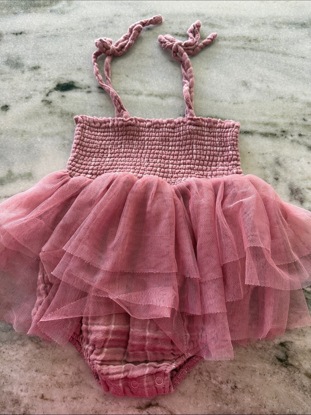 Pink Tulle Ruffle Romper Dress for Girls